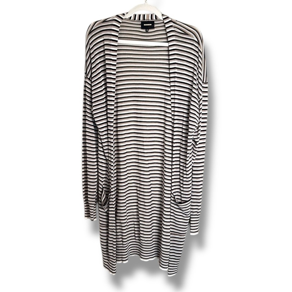 Monrow Stripe Sweater Long Line Cardigan Size XL